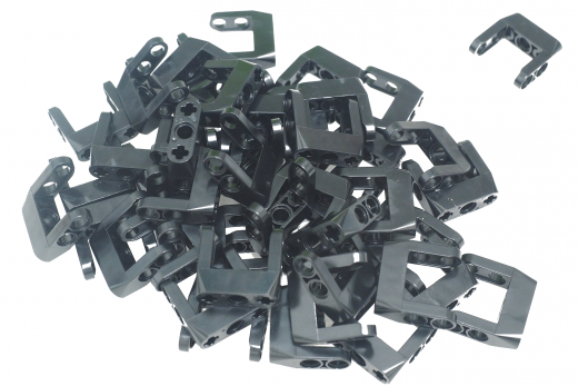 KBW Klemmbausteine Technik U Verbinder mit Achsen und Pin Löchern in schwarz 50Stück