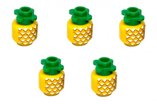 Klemmbausteine Ananas bedruckt mit grünem Pflanzenaufsatz 5Stück