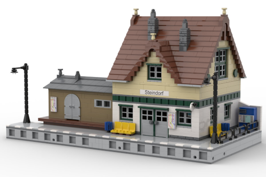 STS Klemmbausteine Modularer Kleinstadt Bahnhof Steindorf - 1963 Teile