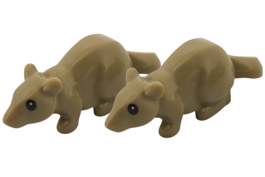 Klemmbausteine Tier Maus in dunkelgrau  / tan 2Stück