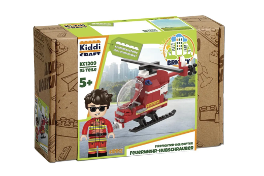Kiddicraft Klemmbausteine Feuerwehr Hubschrauber - 134 Teile