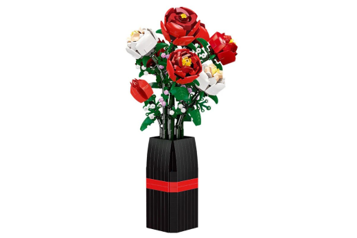 Jie Star Klemmbausteine Blumen Rosen im Topf - 761 Teile