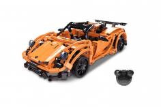 CaDA Klemmbausteine Renn Auto kleines Chassis in orange RC Set RTR mit Fernsteuerung und Antriebsset - 421 Teile