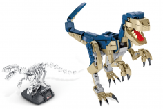 Panlos Klemmbausteine Dinosaurier Set Velociraptor inkl. Skelett auf Ständer - 774 Teile