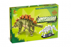 Panlos Klemmbausteine Dinosaurier Set Stegosaurus inkl. Skelett auf Ständer - 894 Teile