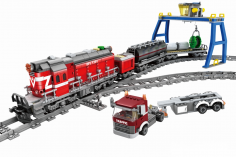 STS Klemmbausteine Roter Diesel Güterzug inkl. Schienenkreis (elektrischer Antrieb) - 960 Teile