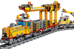 STS Klemmbausteine Gelber Gleisbauzug inkl. Schienenkreis (elektrischer Antrieb) 1230 Teile
