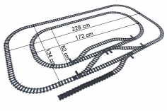STS Klemmbausteine Eisenbahn Schienenkreis XL - Oval Innerer Schienenkreis groß mit Abstellgleis - 102 Teile