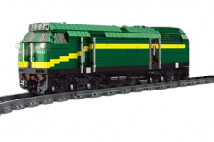 MouldKing Klemmbausteine NJ2 Diesel Lokomotive mit Fernsteuerung einem Waggon und Schienenkreis - 2086 Teile