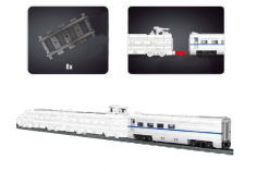 MouldKing Klemmbausteine Wagon für den weißen Hochgeschwindigkeitszug inklusive 8 geraden Schienen - 838 Teile