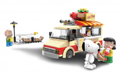 Linoos Klemmbausteine Peanuts Hot Dog Wagen mit Snoopy, Lucy und Linus - 289 Teile