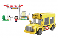 Linoos Klemmbausteine Peanuts Schulbus mit Snoopy, Charlie Brown und Marcie - 288 Teile