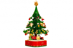 Sembo Klemmbausteine rotierender Weihnachtsbaum mit LED Beleuchtung und Spieluhr - 486 Teile