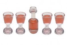 Klemmbaustein Zubehör Rosewein Set bestehend aus 1 Flasche und 4 Gläsern