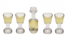 Klemmbaustein Zubehör Weißwein Set bestehend aus 1 Flasche und 4 Gläsern