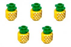 Klemmbausteine Ananas bedruckt mit grünem Pflanzenaufsatz 5Stück