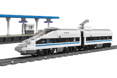 MouldKing Klemmbausteine CRH380A weißer Hochgeschwindigkeitszug mit Schienenkreis steuerbar via APP - 1211 Teile