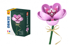 Sembo Klemmbausteine Blumen - Hibiskus Syriacus in Rosa - 81 Teile