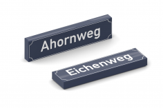 Klemmbausteine Straßennamenfliesen 1x4 mit Druck häufigsten deutschsprachigen Wegenamen Zierrahmen dunkelblau 20Stück