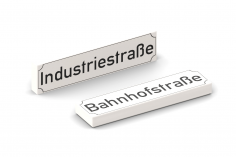Klemmbausteine Straßennamenfliesen 1x4 mit Druck häufigsten deutschsprachigen Straßennamen klassisch weiß 20Stück