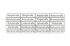 Klemmbausteine Straßennamenfliesen 1x4 mit Druck häufigsten deutschsprachigen Straßennamen klassisch weiß 20Stück