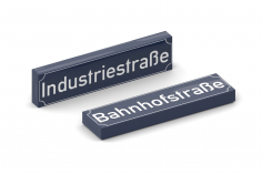 Klemmbausteine Straßennamenfliesen 1x4 mit Druck häufigsten deutschsprachigen Straßennamen Zierrahmen dunkelblau 20Stück