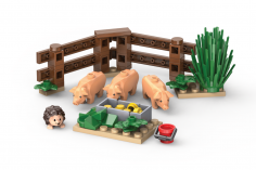 KiddiCraft Klemmbausteine Schweine im Freiland - 57 Teile