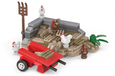 KiddiCraft Klemmbausteine Misthaufen mit Hühnern - 83 Teile