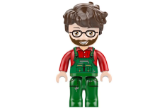 KiddiCraft Klemmbausteine Roter Trecker mit Walze und Mähbalken - 96 Teile