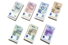 Klemmbausteine Geldscheine 2x1 Fliese weiß bedruckt in der Währung EURO 7Stück je 1x