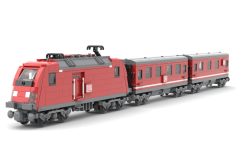 STS Klemmbausteine Rote Diesellokomotive Deutsche Bahn AG mit Speise und Personenwagen - 988 Teile
