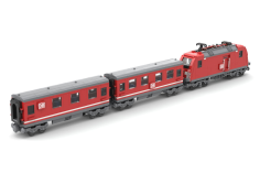 STS Klemmbausteine Rote Diesellokomotive Deutsche Bahn AG mit Speise und Personenwagen - 988 Teile