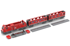 STS Klemmbausteine Rote Diesellokomotive Deutsche Bahn AG mit Speise und Personenwagen - 988 Teile